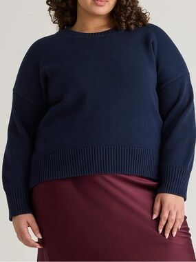 Quince 100% Organic Cotton Boyfriend Crew Sweater black or navy 3x